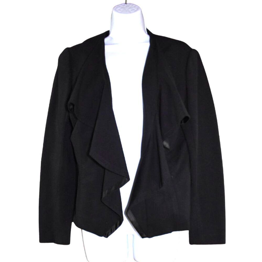 Vintage Cache Black Open Front Blazer Women’s 8 Ruffled Dressy Suit Jacket - Picture 5 of 15